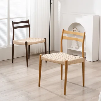 Обеденные стулья из скандинавского дерева, Дизайн спинки для ресторана, Обеденные Стулья из кухонного ротанга, Классическая Мебель для столовой Silla Comedor