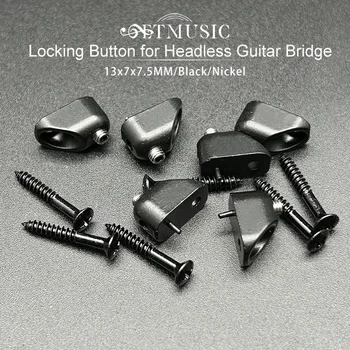 Кнопка блокировки струн для безголового гитарного бриджа 13x7x7,5 мм, гитарные детали для блокировки струн, черный / никель 23