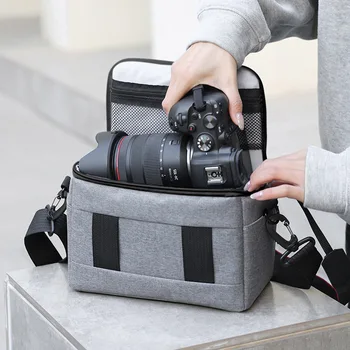 Сумка для зеркальной фотокамеры Модная сумка через плечо из полиэстера, чехол для фотокамеры, удобная водонепроницаемая сумка для фотосъемки для мужчин и женщин