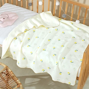 77HD Хлопчатобумажное детское одеяло, дышащая детская обертка, легкая для новорожденных, подарок для малышей 20