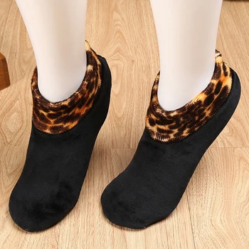 Домашние носки для пола, эластичные зимние утепленные теплые носки-лодочки, нескользящие бархатные мягкие повседневные дышащие носки для взрослых 4