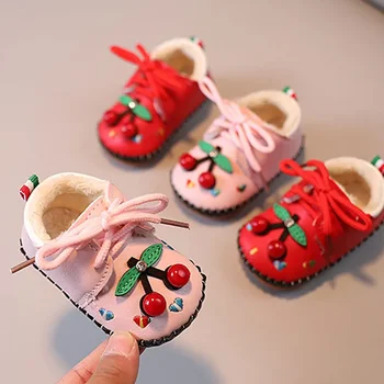 Осенне-зимняя детская обувь для малышей, обувь для новорожденных, хлопчатобумажная обувь из флиса, мягкая подошва, обувь для принцессы от 0 до 1 года 21