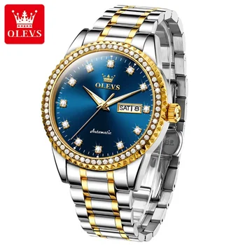 OLEVS 7003 Простой и модный подарок для бизнеса, лучшие механические часы с бриллиантовым циферблатом 16