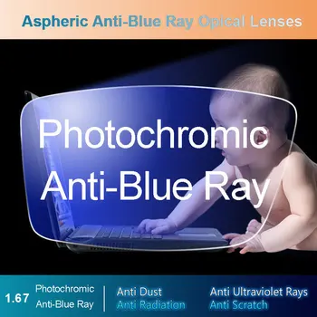 1.67 Асферические фотохромные серые линзы с защитой от синего излучения Оптические линзы для коррекции зрения по рецепту, компьютерные линзы для чтения 2