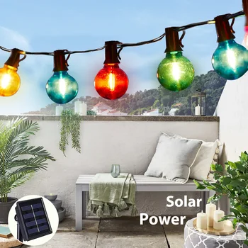 Солнечная энергия G40, свадебные гирлянды, RGB, Наружное водонепроницаемое освещение для вечеринки в саду, Уличное украшение на Рождество 2024 7