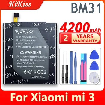 Умный мобильный аккумулятор KiKiss для аккумуляторов мобильных телефонов Xiaomi Mi 3 M3 Mi3 BM31 BM-31 BM 31 3