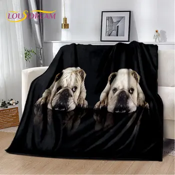 Мультяшная французская собака Питбуль, Мягкое Плюшевое одеяло, Фланелевое Одеяло, Покрывало для гостиной, спальни, кровати, дивана, чехла для пикника 1
