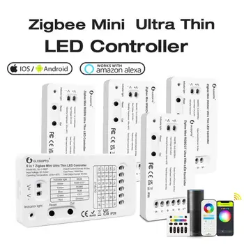 Zigbee 3.0 Ультратонкий Светодиодный Контроллер Mini RGBCCT WWCW RGBW Диммер Для Спальни, Кухни, Полосы Света, Контроллер Alexa Voice App Control 10