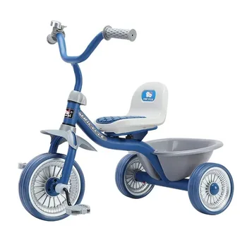 Детский трехколесный велосипед, детский велосипед с защитой от опрокидывания, педальный велосипед с ведром, мальчики и девочки могут кататься на игрушечных машинках 2