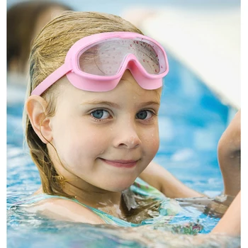 Мягкие силиконовые Детские очки для плавания в большой оправе с широким обзором, противотуманные, регулируемые УФ-излучением, Мягкие очки для плавания в бассейне для мальчиков и девочек от 3 до 14 лет