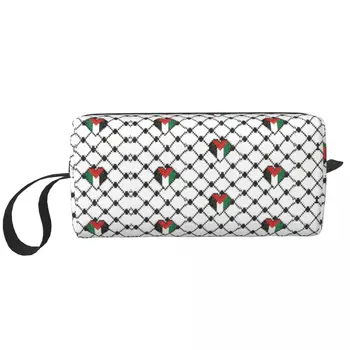 Дорожная сумка для туалетных принадлежностей с изображением палестинского флага и сердца, женская шапка с вышивкой 