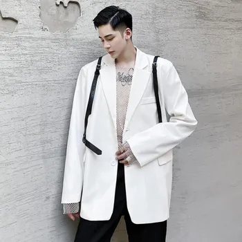 Мужская одежда SYUHGFA, повседневный костюм с поясом в корейском стиле, пальто для мужчин, осень 2024, Новые Свободные простые блейзеры с длинными рукавами 3