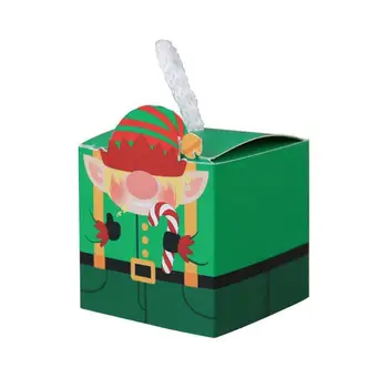 Подарочные коробки для рождественского печенья, 50 шт., бумажный контейнер для рождественских угощений с ручкой, Сувениры для вечеринок, Принадлежности для шоколада, мини-игрушки и т. д 7