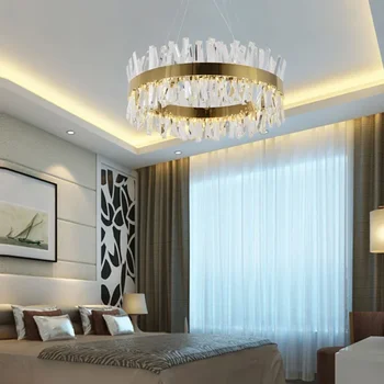 Постмодернистская светодиодная хрустальная люстра, атмосфера гостиной, креативная простая лампа для спальни, бытовая лампа для столовой из нержавеющей стали 9