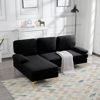 Удобный диван, 79,5-дюймовые современные секционные диваны с шезлонгом, Угловые диваны L-образной формы для небольших помещений в гостиной, 2