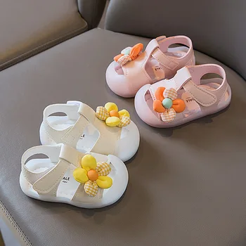 Летние сандалии для маленьких девочек; Обувь принцессы с мягкой подошвой; Дышащая обувь для малышей; Обувь с цветочными конфетами; Детская обувь; 2