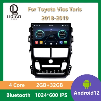 Автомагнитола Android 12 для Toyota Vios Yaris 2018 2019, Мультимедийный стереоплеер, головное устройство, Bluetooth, USB, управление рулевым колесом, BT 5