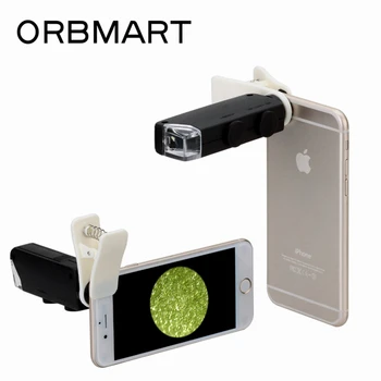 ORBMART 60X-100X Универсальный зажимной Карманный Микроскоп С Увеличительным Объективом Со Светодиодной Подсветкой Для iPhone Samsung HTC Xiaomi Phone 10
