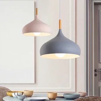 Скандинавские простые подвесные светильники цвета миндального ореха, светодиодная подвесная лампа Lamparas Colgantes Cocina Kitchen Cafe, люстра с одной головкой