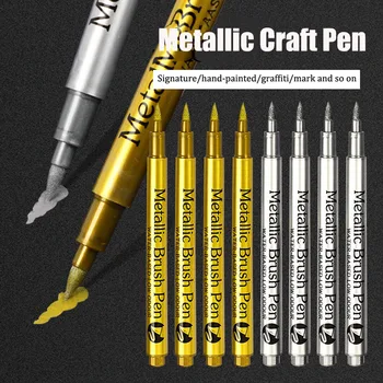 1-5шт Золотого/ серебряного цвета Перманентный маркер, художественная акриловая краска, Многофункциональная ручка для рисования, камень, керамика, стекло, дерево, холст, Граффити своими руками 7