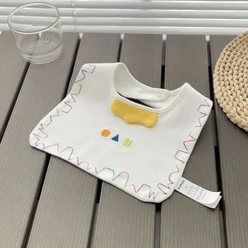 Детское полотенце для слюней, полностью хлопчатобумажный непромокаемый детский нагрудник класса А, квадратный слюнявчик с рисунком детской мультяшной вышивки 1