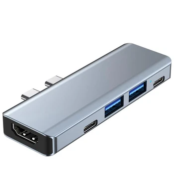 Концентратор USB Type C, совместимый с док-станцией MST 4K USB C HUB, подходит для адаптера Pro Air для компьютера Apple 13