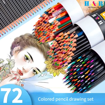 72 цвета, Набор для рисования цветным карандашом, создание рисунков студентами-искусствоведами, Специальный маслянистый Водорастворимый Деревянный Цветной свинец 14