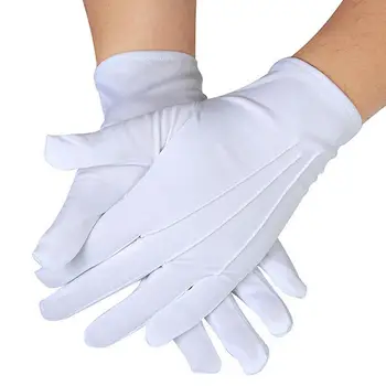 Женские наручные простые белые перчатки для выступлений, Короткие Перчатки официантки, Белые Церемониальные перчатки для дам
