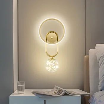 Роскошная светодиодная настенная лампа для чтения в главной спальне Nordic, светильники для прикроватной тумбочки, креативного фонового освещения, декора, бра для прохода 8