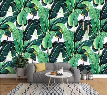 бейбеханг Пользовательские обои 3d фотообои Европейская ретро ручная роспись тропических лесов растения банановые листья садовая фреска 3d обои 13