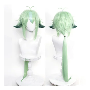 Парик для косплея Genshin Impact Sucrose, Длинные Яблочно-зеленые Термостойкие волосы, Синтетические парики для косплея + Шапочка для парика 13
