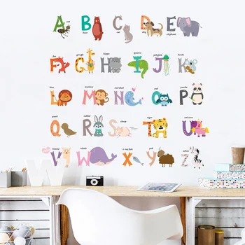 Мультфильм Джунгли дикие 26 букв алфавита животные наклейки на стены детская наклейка на стену 20