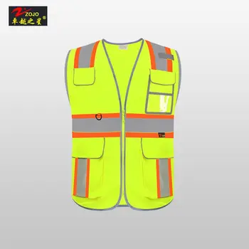 Светоотражающий жилет безопасности, рабочий жилет с высокой видимостью, Регулируемый размер, Светоотражающая ткань, флуоресцентно-желтый