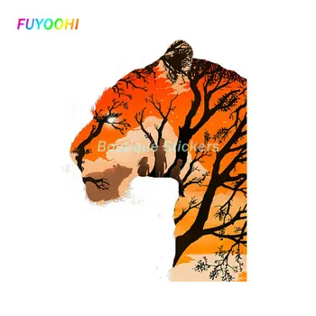 Наклейки FUYOOHI Play, наклейка с силуэтом лесного тигра, наклейка на мотоцикл из ПВХ, виниловое украшение для автомобиля, защищенное от царапин.