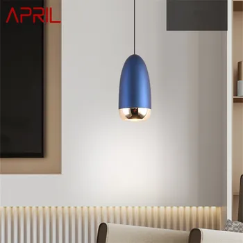 Современные синие подвесные светодиодные светильники APRIL Простота креативного дизайна Прикроватная потолочная люстра для домашнего бара в спальне 10