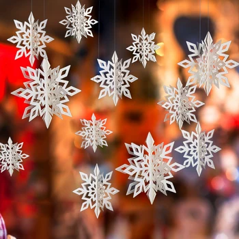 Принадлежности для свадебной новогодней вечеринки Украшение Рождественской елки Домашний Декор Настенные Украшения из перламутровой блестящей бумаги 3D Снежинки 12