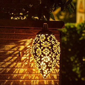 Светодиодный Марокканский подвесной фонарь на солнечных батареях с проекционным светильником в стиле ретро с Марокканским рисунком, Декор для сада на открытом воздухе, Комплект Сказочного света 8