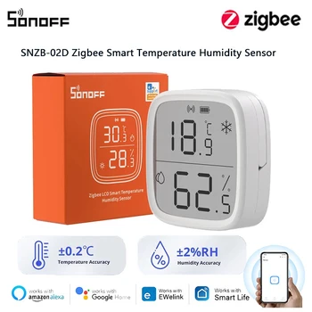 SONOFF SNZB-02D Zigbee Умный Датчик температуры И влажности С Большим ЖК-дисплеем Для удаленного мониторинга в режиме реального времени Приложение Ewelink Через Alexa Google Home 16