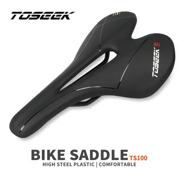 Новый TOSEEK TS100 Пластик/Пвх Велосипедное Седло Дышащая Кожа Черный Mtb 155 мм Удобные Аксессуары Для Велосипедных Сидений 2