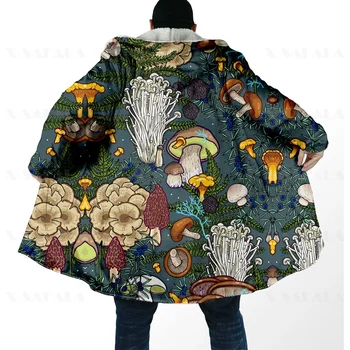 Необычный Психоделический гриб, толстый теплый плащ с капюшоном, мужское пальто, Ветрозащитная флисовая накидка, халат, одеяло с капюшоном-2