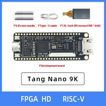 Для Tang Nano 9K FPGA Gaoyun GW1NR-9 RISC-V RV HDMI-Совместимая Плата разработки + 1,14-дюймовый SPI-экран + 2,54-мм Контактный разъем 19