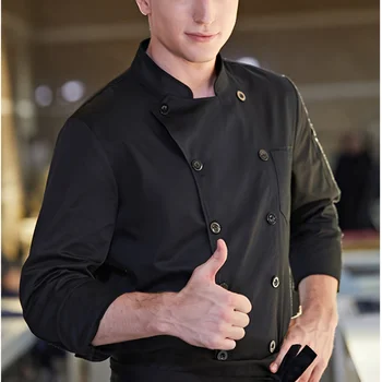 Рабочая одежда шеф-повара, мужская одежда для выпечки в ресторане отеля с длинным рукавом 8