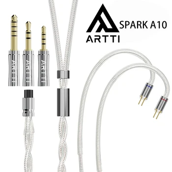 Кабель для обновления наушников ARTTI SPARK A10, 2 жилы, 244 нити, посеребренная медь, 7N OCC 3в1 2.5+3.5+4.4 мм штекер 2pin / QDC / MMCX