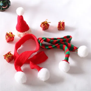 4шт мини-вязаная шапочка для кукольного домика Рождественский шарф Миниатюрные предметы Пропавшая шляпа Санты Аксессуары для кукольного домика Рождественские украшения 9