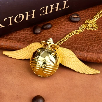 1 шт. Маленькие золотые крылья Ожерелье Кварцевые карманные часы 22