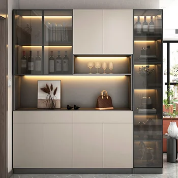 Деревянный барный шкаф для хранения, Черный Дизайн витрины Home Cube, Свадебная кухня, Винный стеллаж, Витрины для домов, Промышленная мебель 1