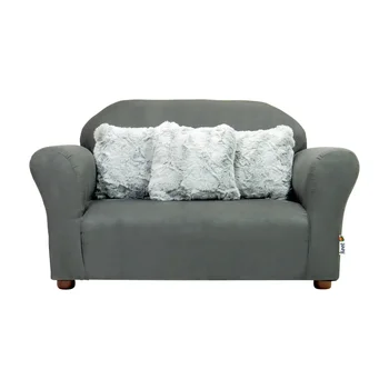 Плюшевый детский диван с акцентными подушками-древесный уголь 12