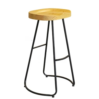Домашний барный стул для приема гостей, деревянные Металлические ножки, Укрепляющие обеденный барный стул, Черный Высокий Дизайн банкетки, Предметы домашнего обихода 16