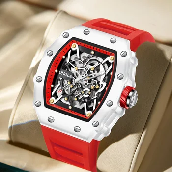 Мужские часы высококачественного модного бренда ONOLA, Полностью автоматические механические мужские наручные часы с силиконовой лентой, часы 23