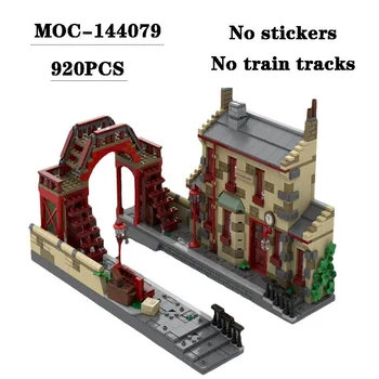 Строительный блок MOC-144079 Игрушечная модель железнодорожного вокзала, головоломка для взрослых и детей, Обучающая игрушка на День рождения, Рождественская игрушка, Подарочное украшение 11